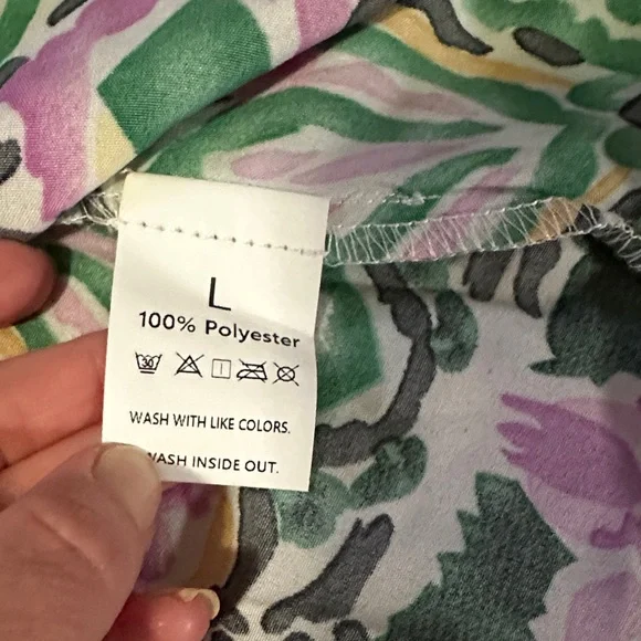 SHEIN Green and Pink Patterned Midi Dress - Picture 4 of 6